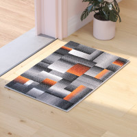 Flash Furniture ACD-RGTRZ861-23-OR-GG Elio Collection 2' x 3' Orange Color Blocked Area Rug - Olefin Rug with Jute Backing - Entryway, Living Room, or Bedroom